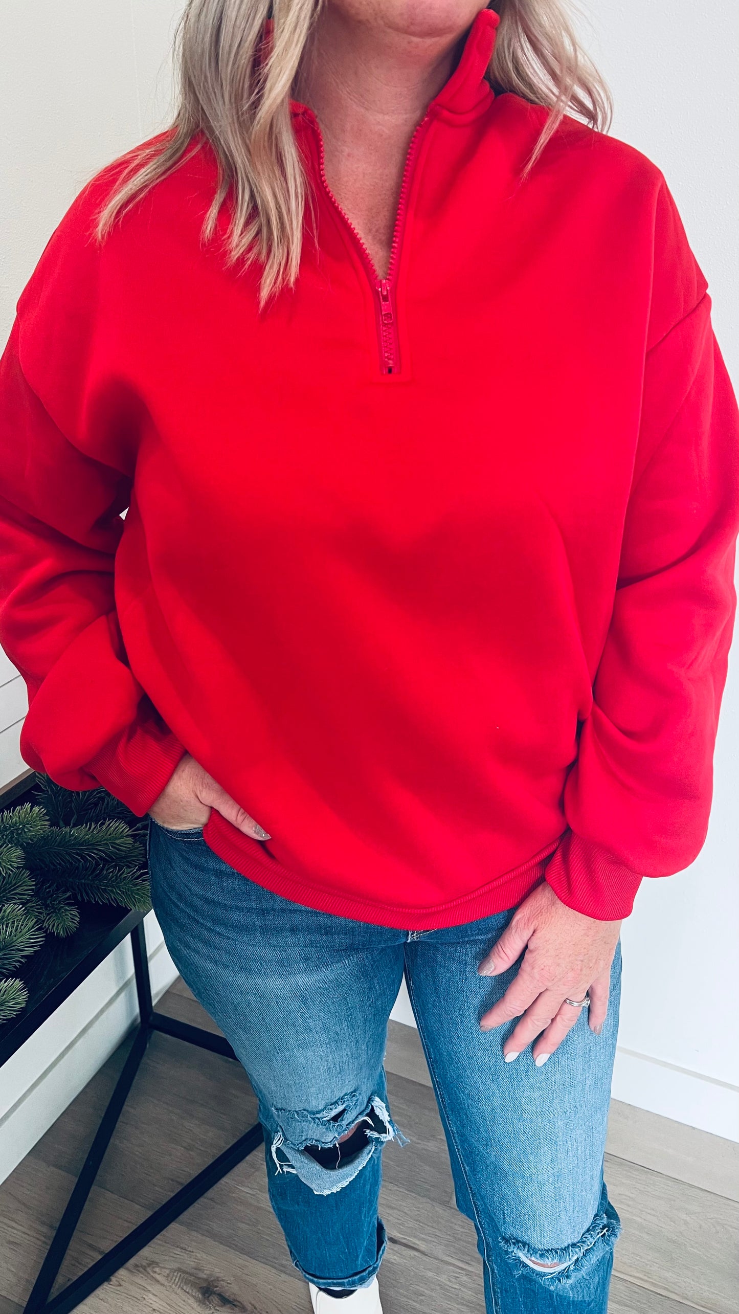 Red Half Zip Pullover