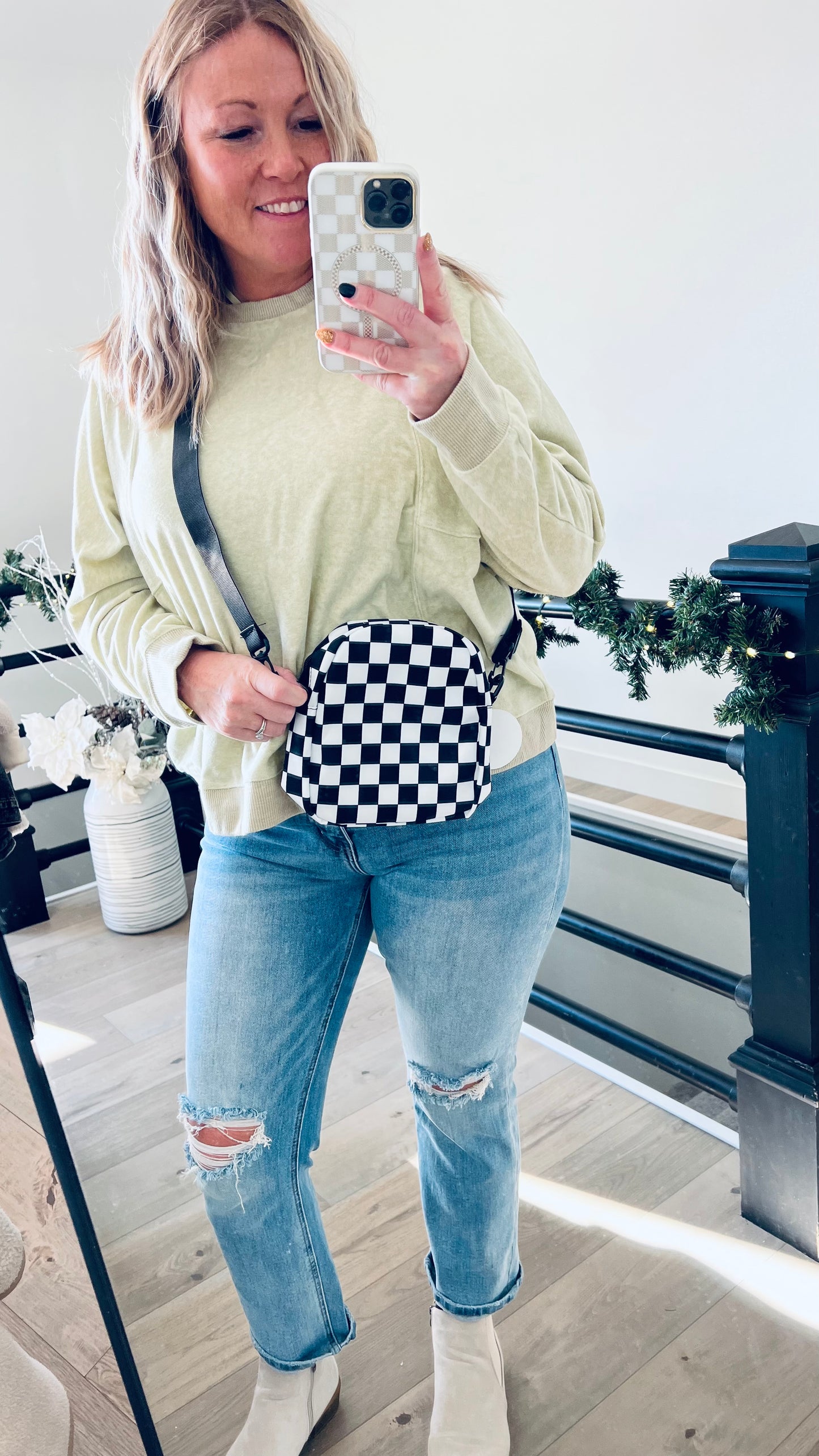 Checkered Mini Crossbody