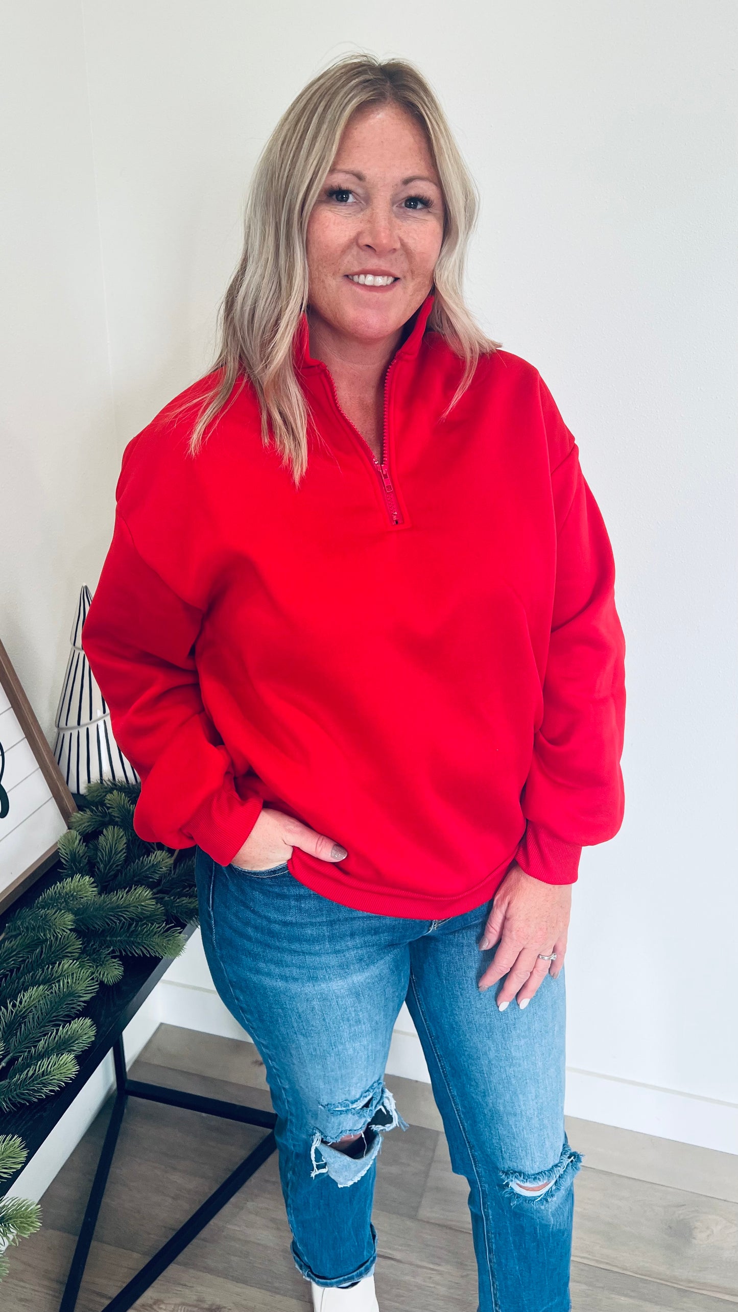 Red Half Zip Pullover