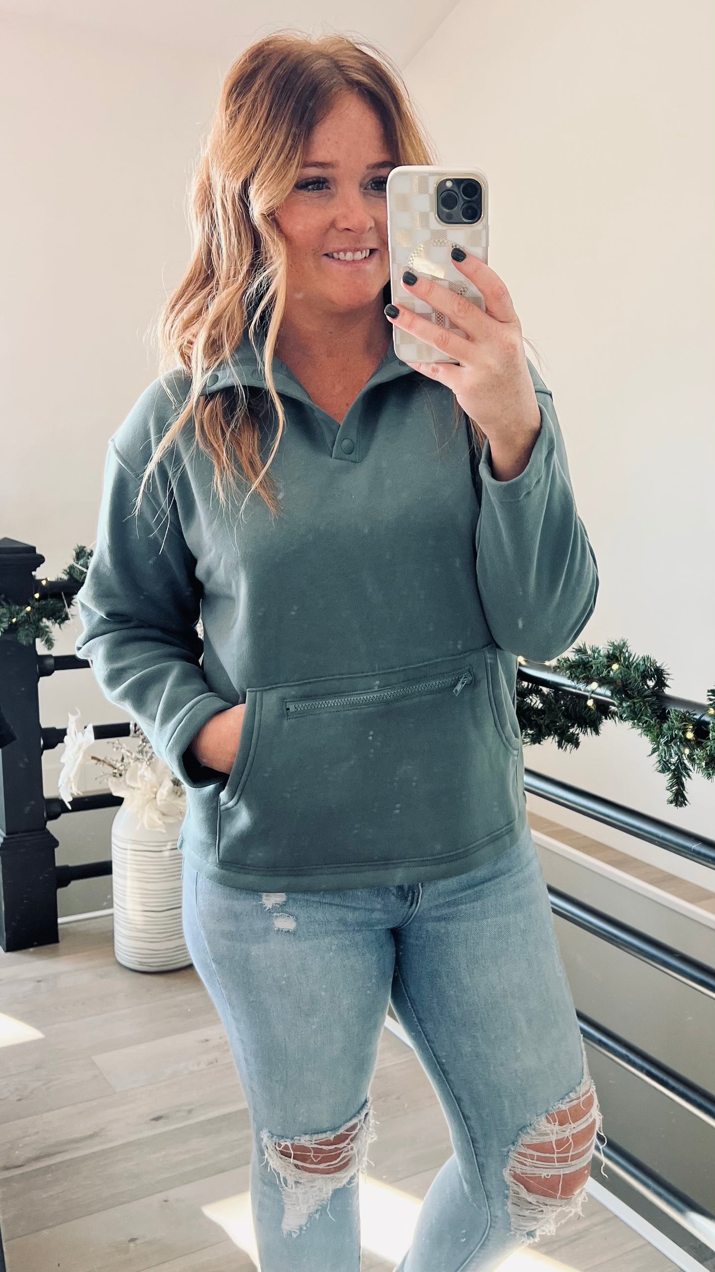 Fleece Snap Button Pullover