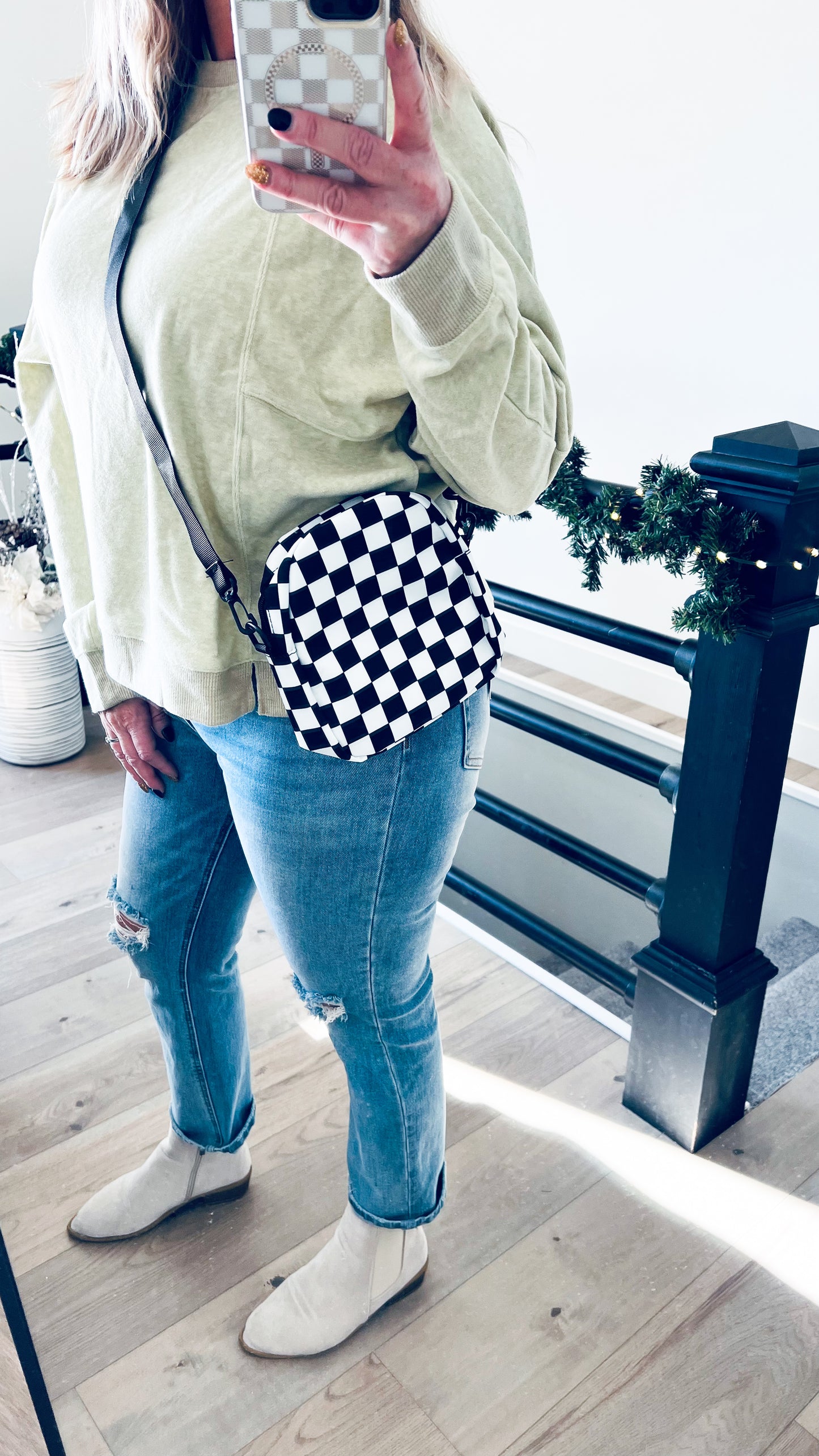 Checkered Mini Crossbody