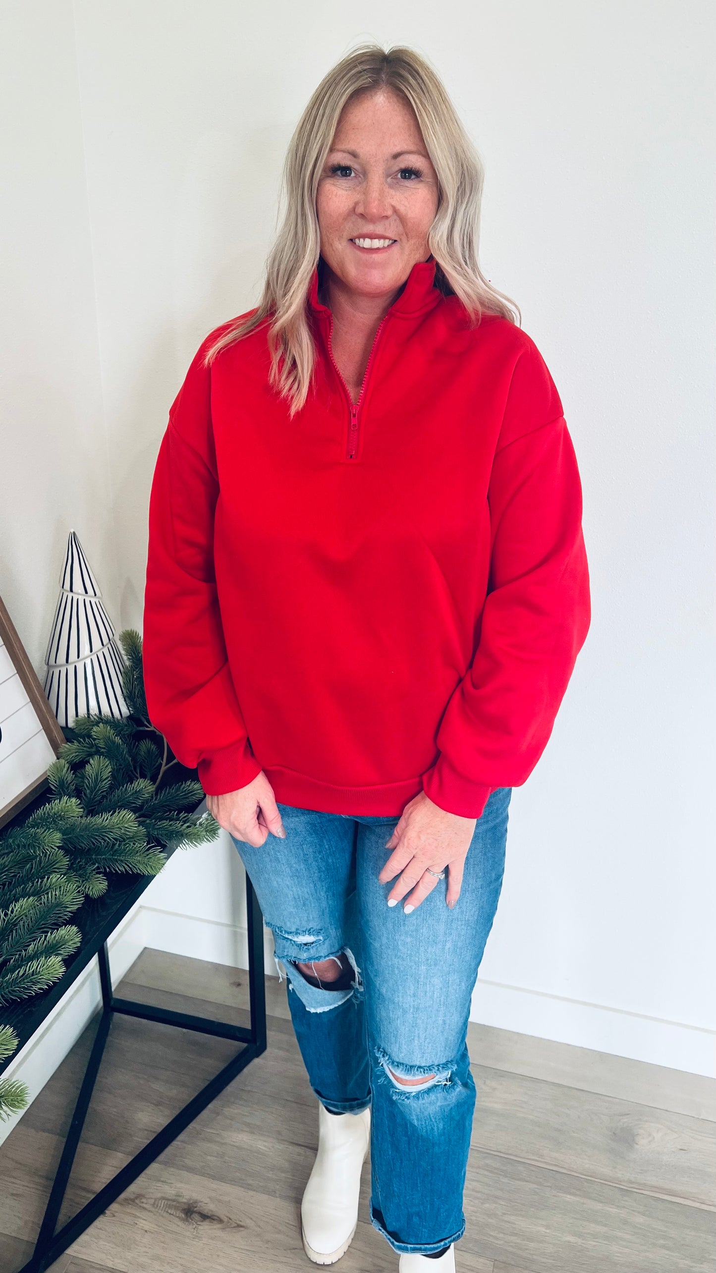 Red Half Zip Pullover