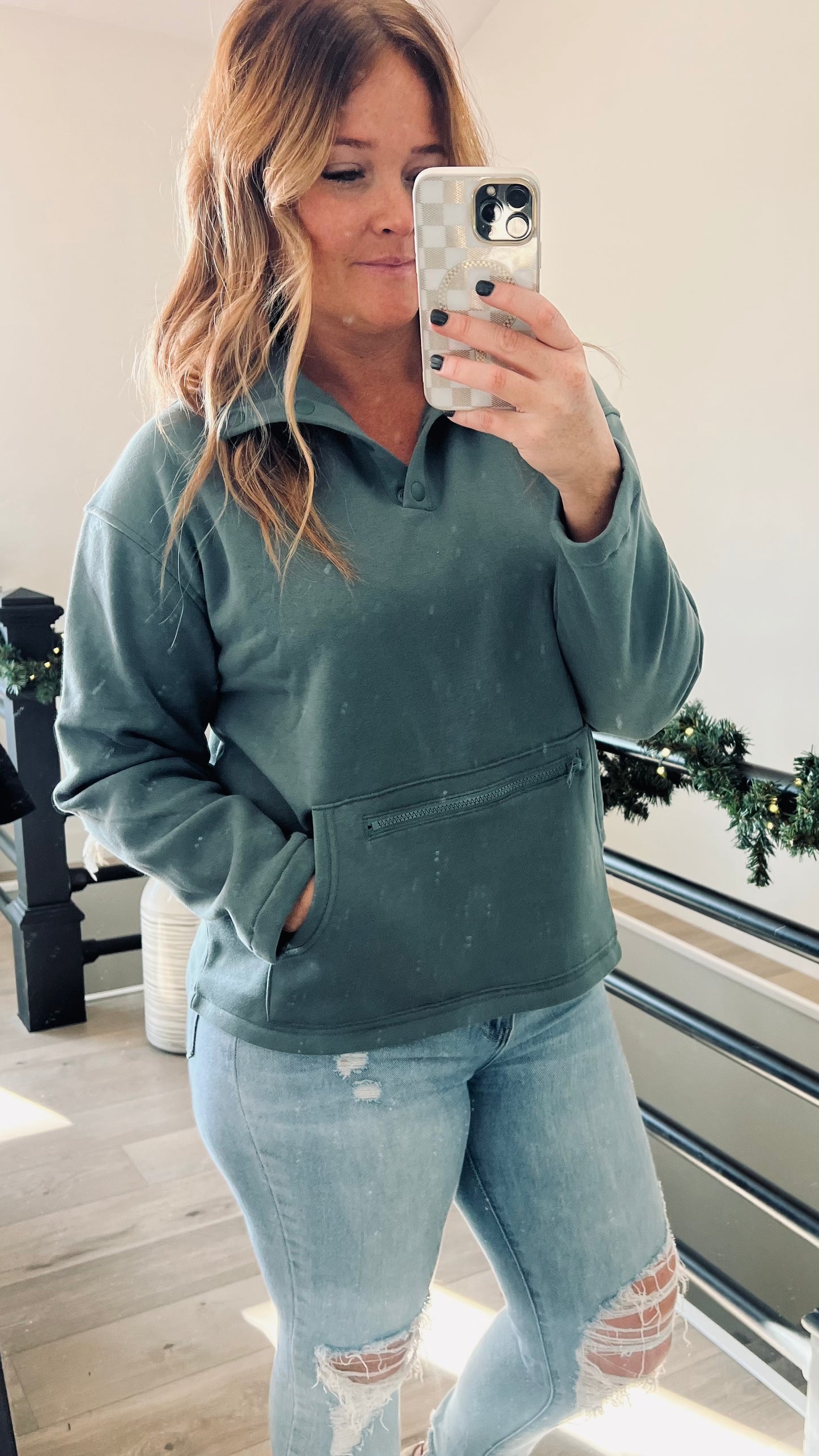 Fleece Snap Button Pullover