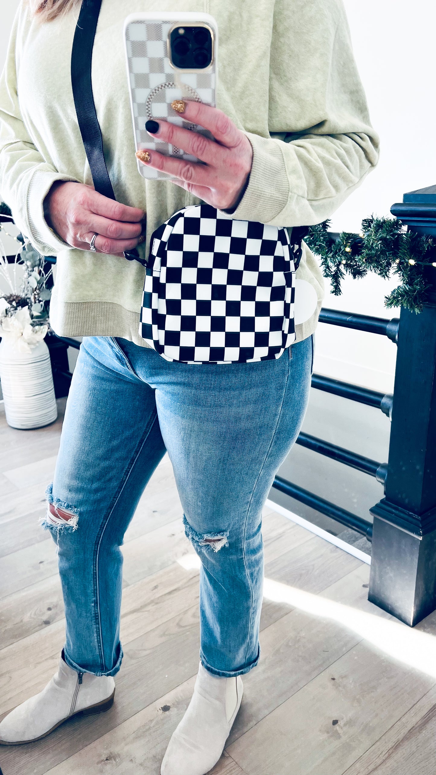 Checkered Mini Crossbody