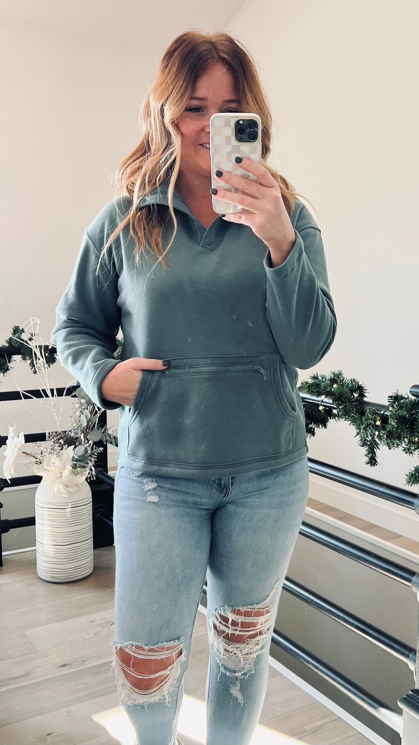 Fleece Snap Button Pullover